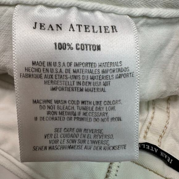 Jean Atelier Foldover High Waist Distressed Cream Denim Jeans - Picture 9 of 10